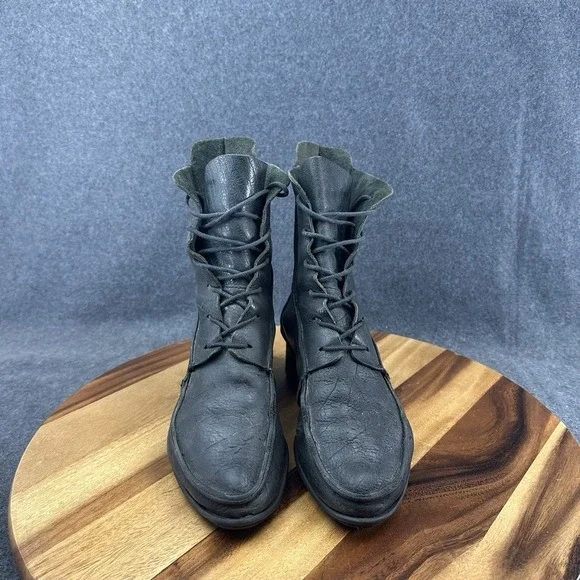 TRIPPEN Germany Women's Medieval Black Leather Platform Boots EU 39 US 8.5 - Picture 3 of 13